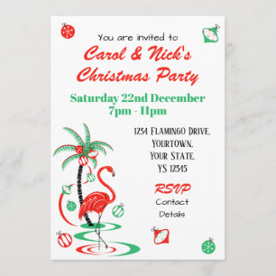 Convite Flamingo Multi-back de Natal Vermelho