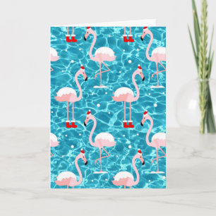 Convite flamingo papai noel natal