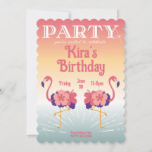 Convite Flamingo Pôr do Sol, Convites Personalizad