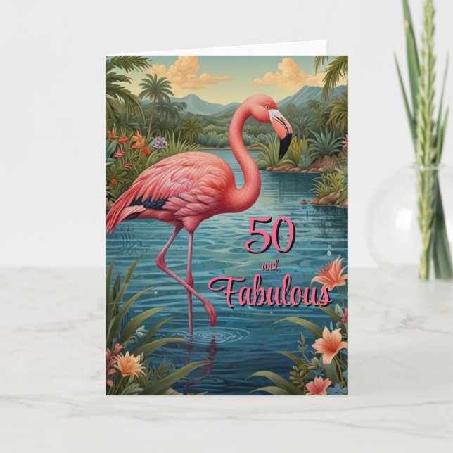 Convite Flamingo rosa elegante paraíso tropical aniversári (Frente)