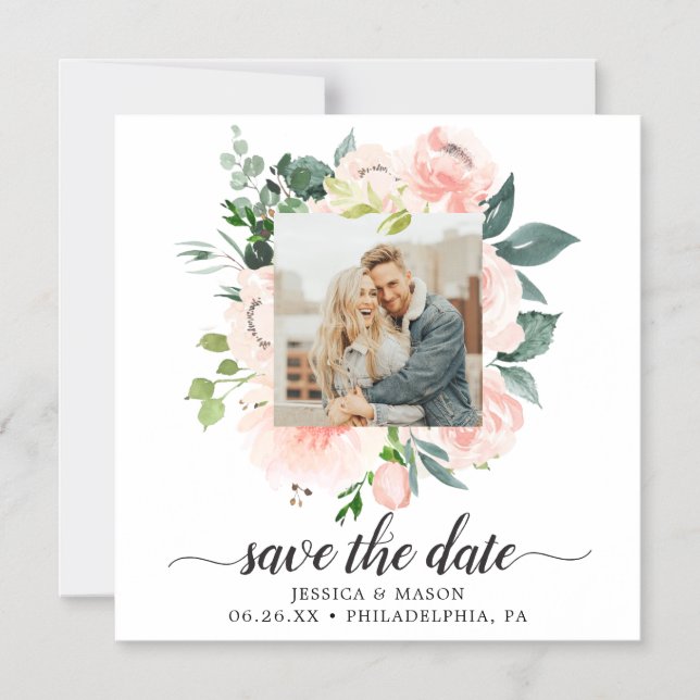 Convite Fleur Jolie Floral Weding The Date Magnets (Frente)