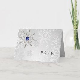 Convite flocos de neve azuis casamento no inverno rsvp