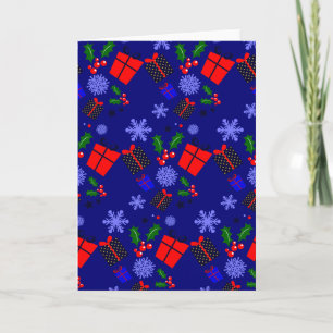 Convite flocos de neve azul do natal azevinho
