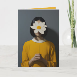 Convite Flor Branca de Vestido Amarelo da Mulher