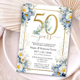 Convite Flor de Margarida Dourada para Bodas de Ou