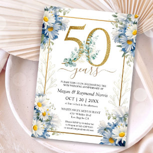 Convite Flor de Margarida Dourada para Bodas de Ou