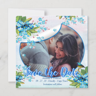 Convite Flor de Não-me-esqueças Lilás Salva as datas Anúnc