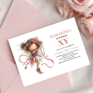 Convite Flor de Rosa para o 9º Aniversário da Meni