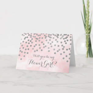 Convite Flor Menina Água-forte Rosa com Confetes P