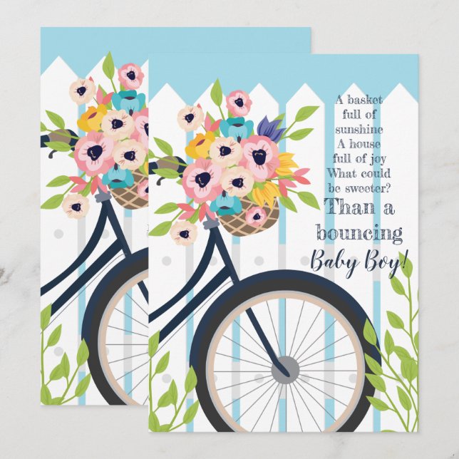 Convite Floral à Festa do Jardim do Chá de fraldas (Frente/Verso)