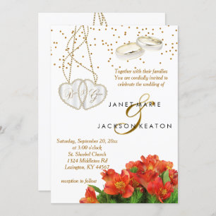 Convite floral alaranjado brilhante do casamento