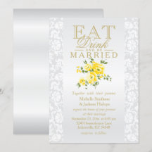 Convite Floral Amarelo para Comer, Beber e Casar
