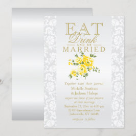 Convite Floral Amarelo para Comer, Beber e Casar