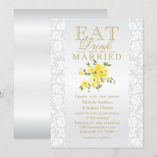 Convite Floral Amarelo para Comer, Beber e Casar