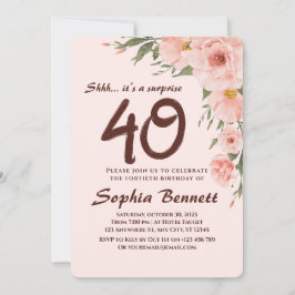 Convite Floral aniversário de 40 anos Personalizad