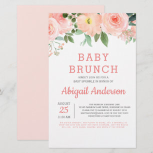 Convite Floral Aquarela para Brunch de Bebê dentro
