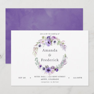 Convite Floral Aquarela para Casamento Violeta Emp