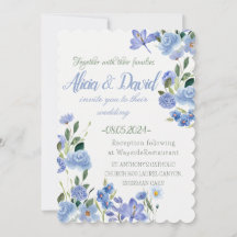 Convite Floral Azul.