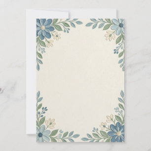 Convite Floral Azul Adicione Seu Próprio Texto
