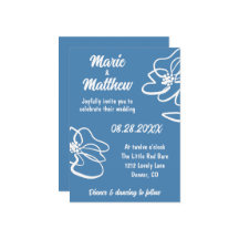 Convite Floral Azul Clássico e Moderno