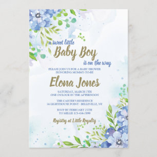 Convite floral azul do chá