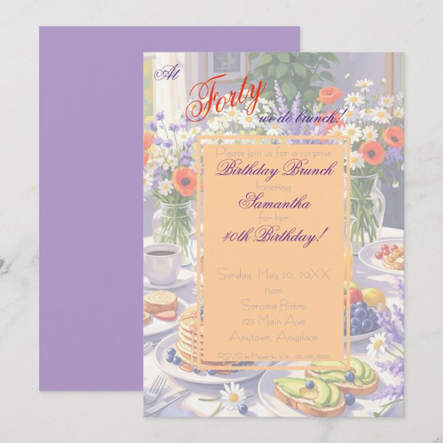 Convite Floral Birthday Brunch (Frente/Verso)