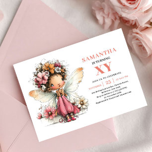Convite Floral Blush para o 6º Aniversário da Meni