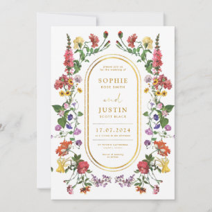 Convite Floral Boho Duplo Side para Casamento