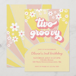 Convite Floral Boho Retro Duas Groovy Sunshine dai