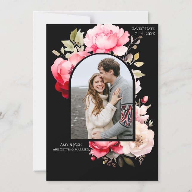 Convite Floral Boho Save the Date  (Frente)