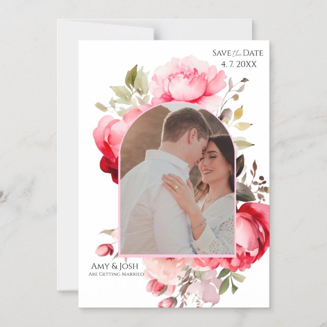 Convite Floral Boho Save the Date Invitations  (Frente)