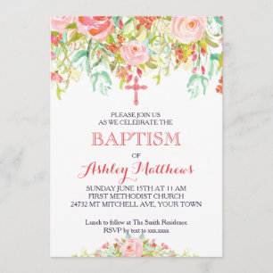Convite floral bonito do baptismo, bebê