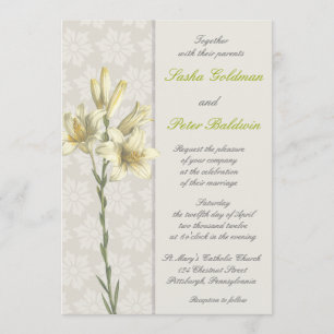 Convite floral branco do casamento de Lillies