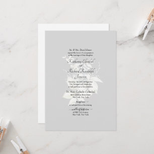 Convite Floral Branco Elegante Casamento Formal