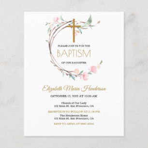 Convite Floral/BUDGET/Rapariga Baptism. Flyer