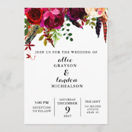 Convite Floral Burgundy Watercolor