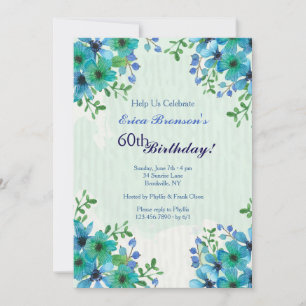Convite Floral Canto Azul