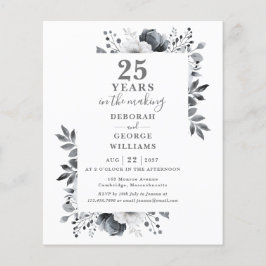 Convite Floral Chic Budget 25º Aniversário de Casa