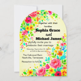 Convite Floral Colorido | Aquarela