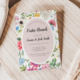 Convite Floral Colorido para Brunch de Páscoa