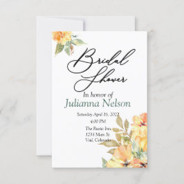 Convite floral cor de laranja e amarelo