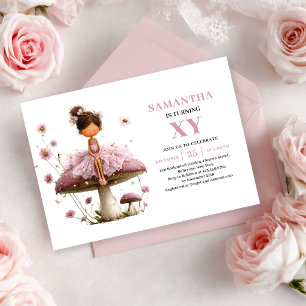 Convite Floral Cor-de-Rosa de Aniversário para Men