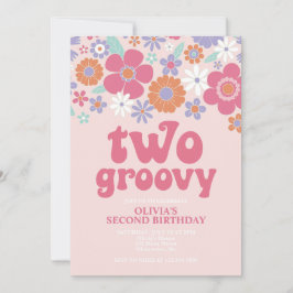 Convite Floral Cor-de-Rosa Groovy Retro