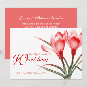 Convite floral cor-de-rosa vermelho do casamento