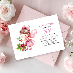 Convite Floral Corado de Aniversário da Menina Fad