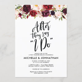 Convite floral da refeição matinal do casamento do