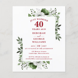 Convite Floral de 40 Anos de Casamento Orçamento