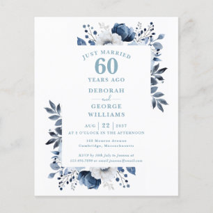 Convite Floral de 60º Aniversário de Casamento no 