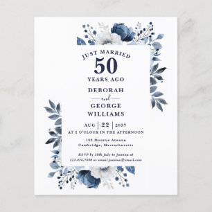 Convite Floral de Aniversário de 50 Anos de Casame