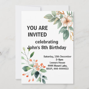 Convite Floral de Aniversário Elegante